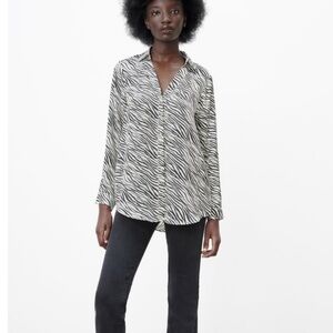Zara Black and White Zebra Print Blouse